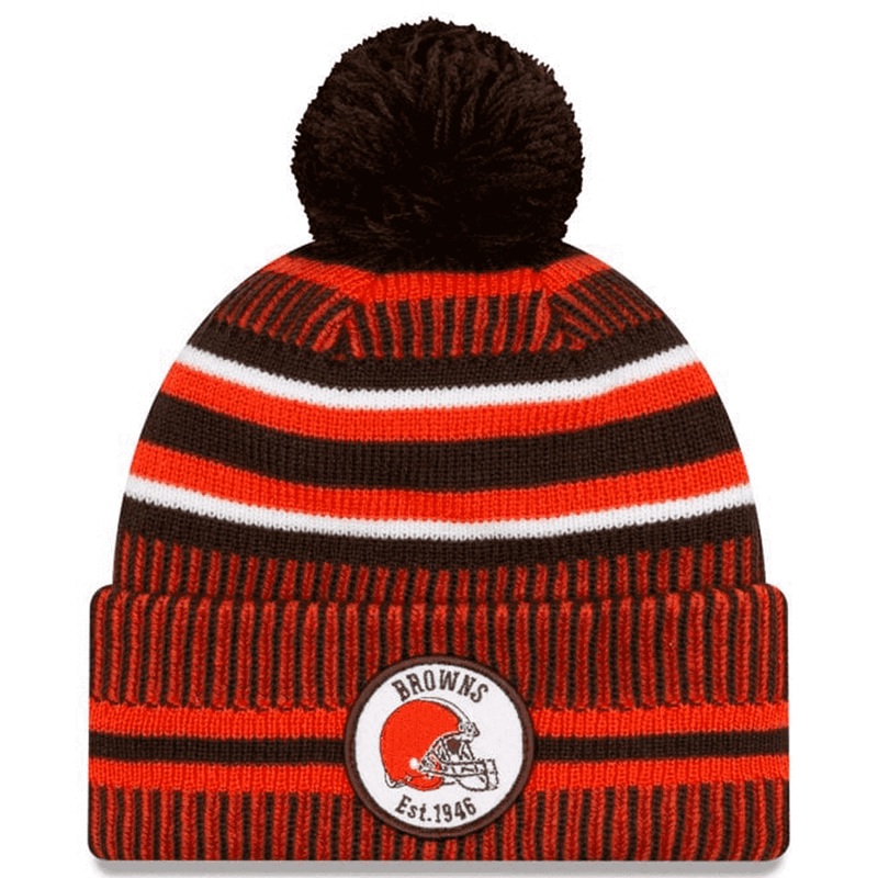 Cleveland Browns New Era NFL 2019 Sideline Home Knit Beanie – Brown