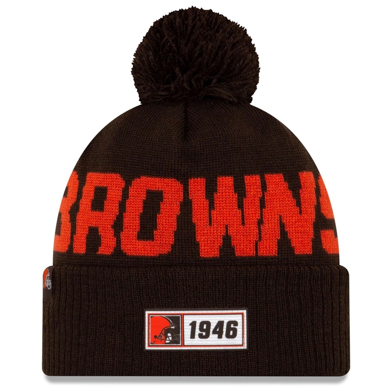 Cleveland Browns New Era NFL 2019 Sideline Road Knit Beanie – Brown