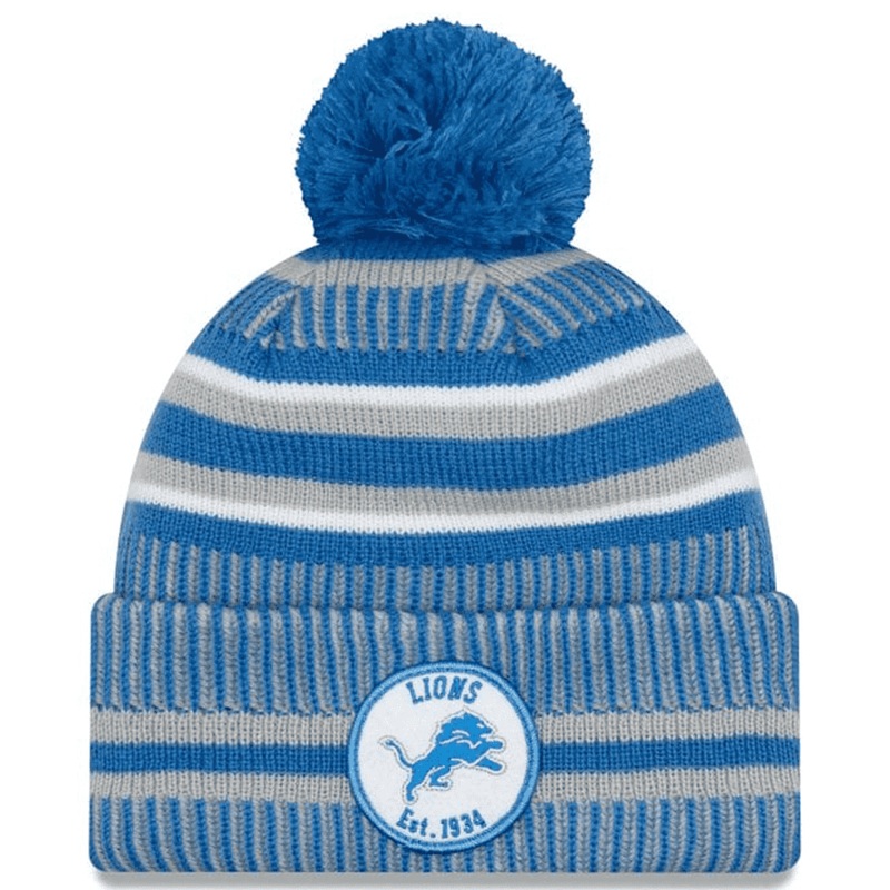 Detroit Lions New Era NFL 2019 Sideline Home Knit Beanie – Blue