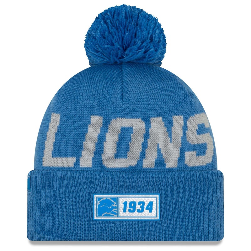 Detroit Lions New Era NFL 2019 Sideline Road Knit Beanie – Blue