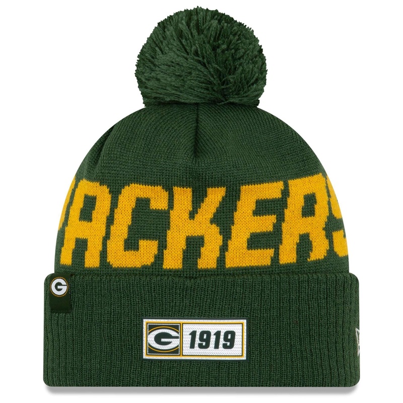 Green Bay Packers New Era NFL 2019 Sideline Road Knit Beanie – Green
