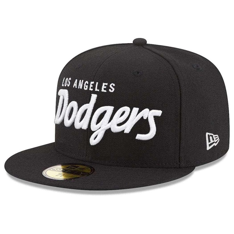 Los Angeles Dodgers New Era MLB Black & White Script 59FIFTY Fitted Hat