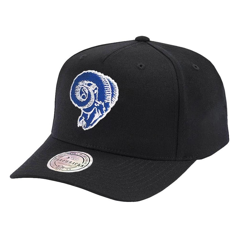 Los Angeles Rams Mitchell & Ness NFL 110 Throwback Logo Snapback Hat – Black
