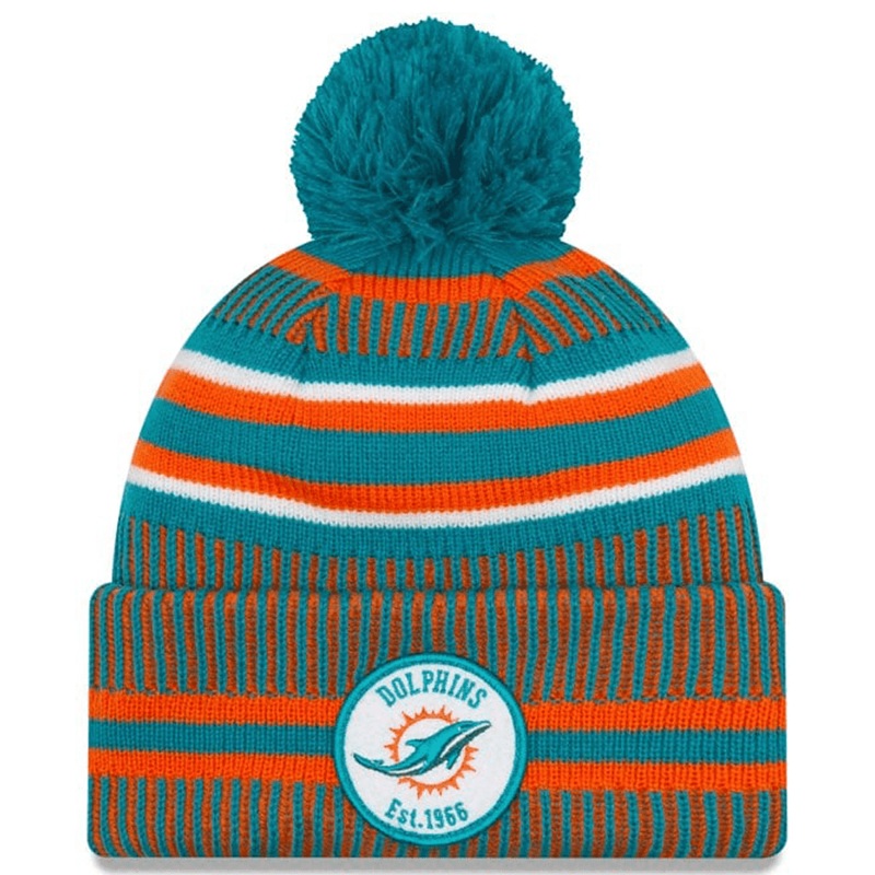 Miami Dolphins New Era NFL 2019 Sideline Home Knit Beanie – Aqua