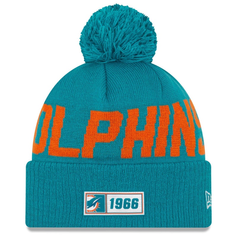 Miami Dolphins New Era NFL 2019 Sideline Road Knit Beanie – Aqua