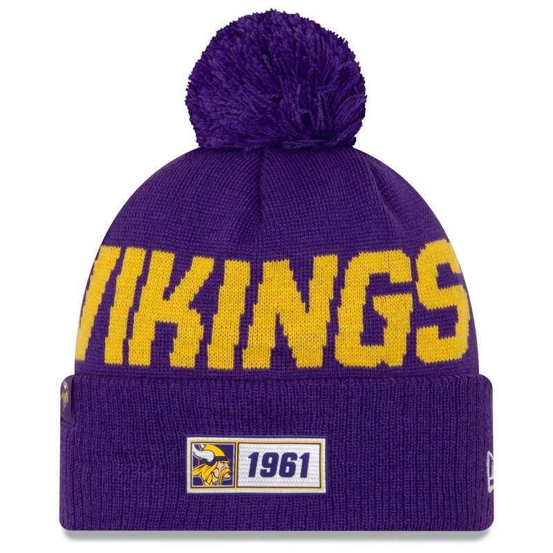 Minnesota Vikings New Era NFL 2019 Sideline Road Knit Beanie – Purple