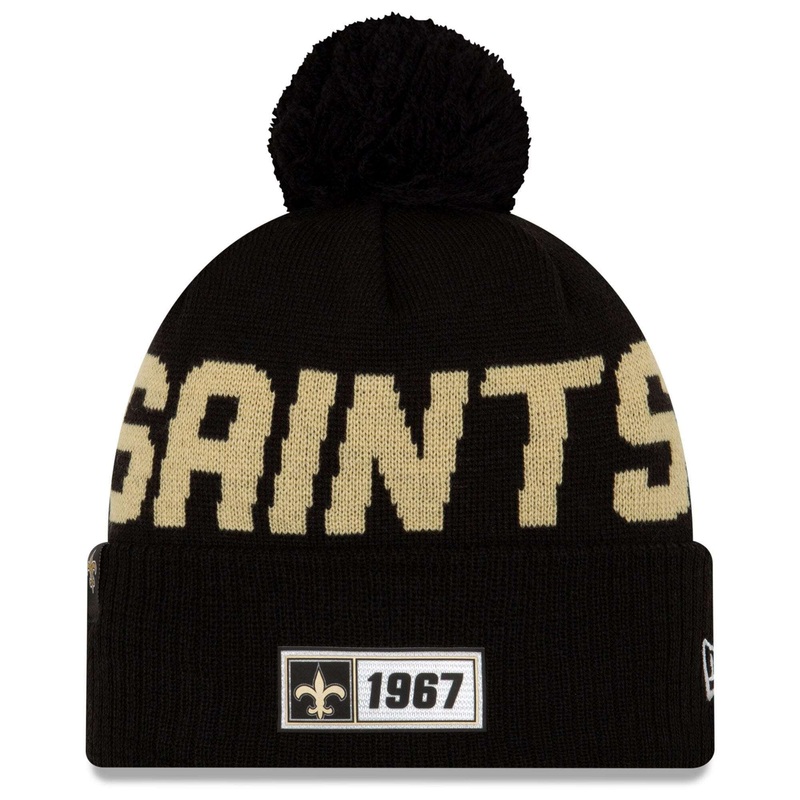 New Orleans Saints New Era NFL 2019 Sideline Road Knit Beanie – Black