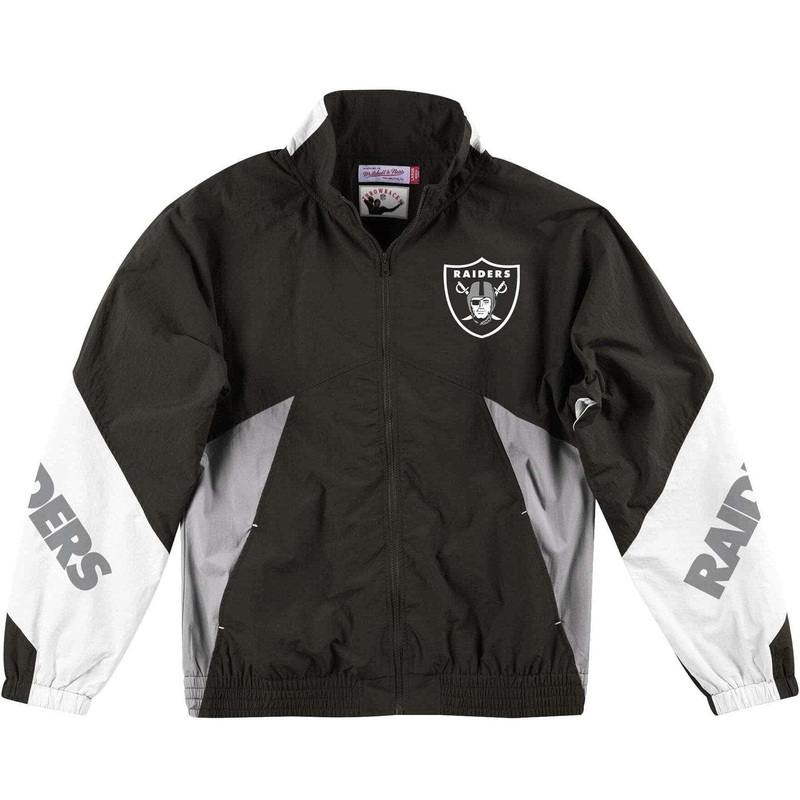 Oakland Raiders Mitchell & Ness NFL Midseason Windbreaker 2.0 Jacket – Black