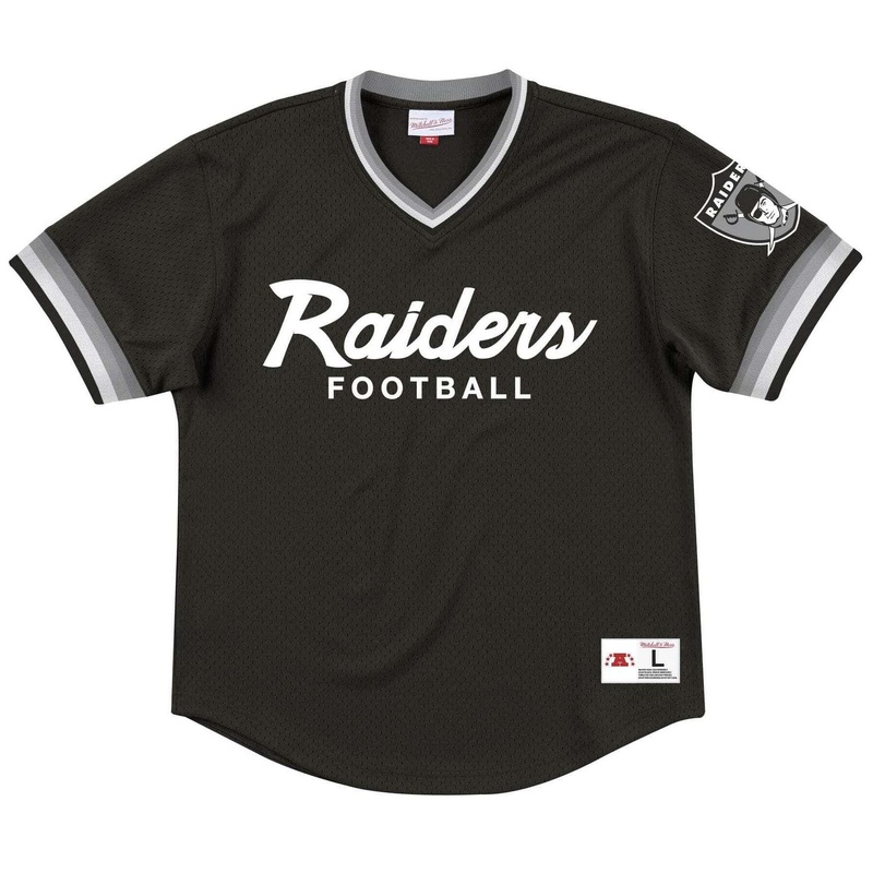 Oakland Raiders Mitchell & Ness NFL Special Script Mesh V-Neck – Black
