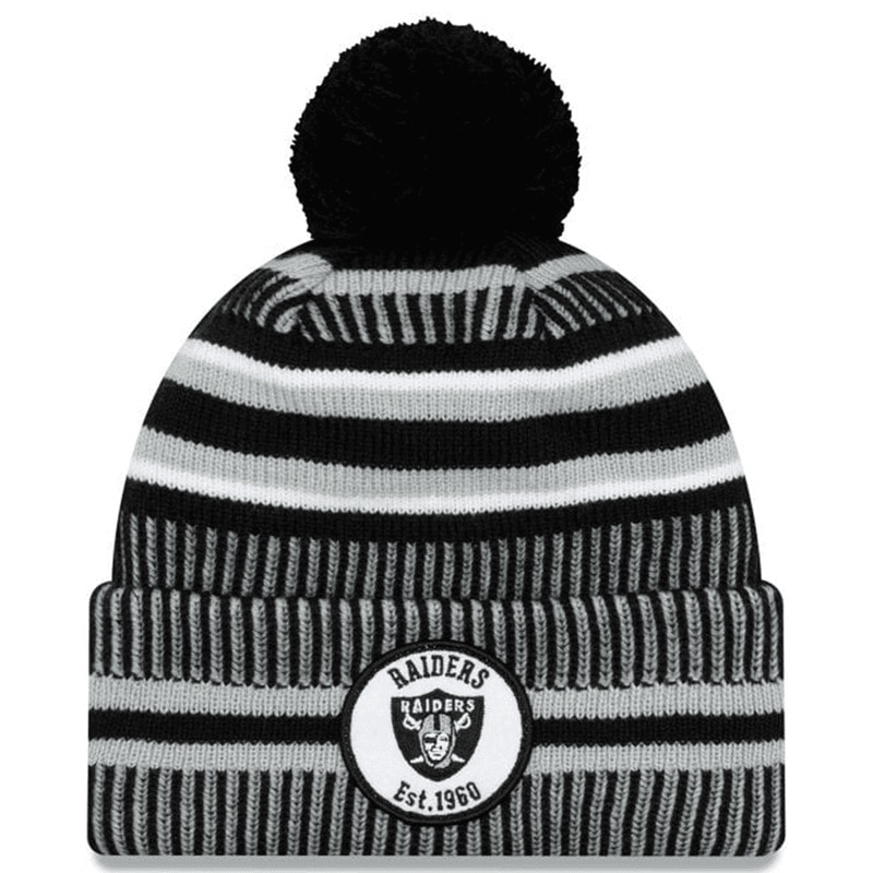 Oakland Raiders New Era NFL 2019 Sideline Home Knit Beanie – Black