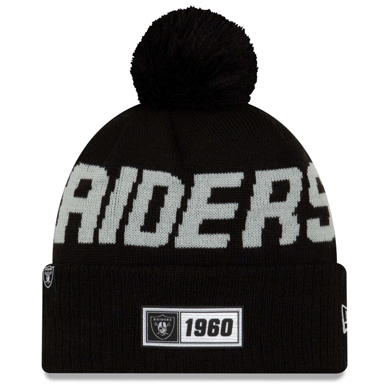 Oakland Raiders New Era NFL 2019 Sideline Road Knit Beanie – Black