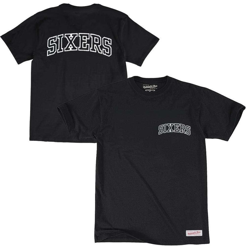 Philadelphia 76ers Mitchell & Ness NBA Black & White Wordmark T-Shirt