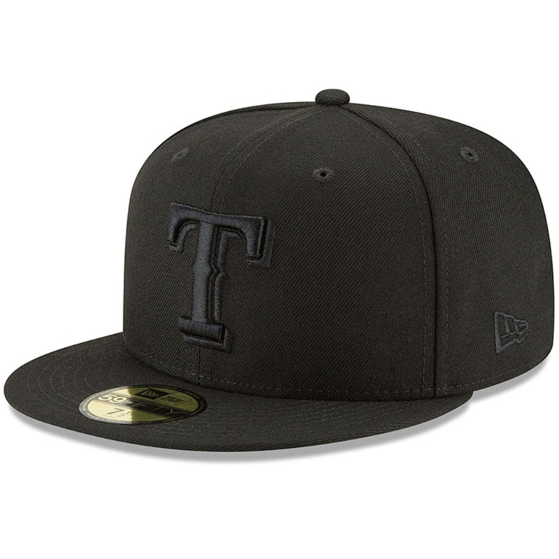 Texas Rangers New Era MLB Black On Black 59FIFTY Fitted Hat – Black