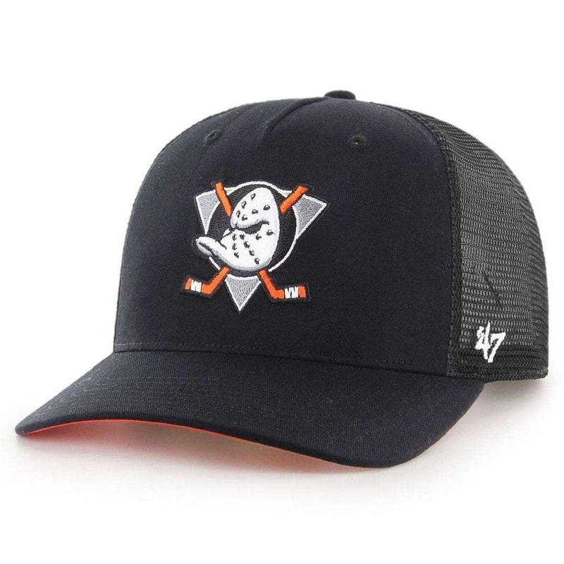 Anaheim Mighty Ducks ’47 NHL Level Mesh DV Pre-Curved Snapback Hat – Black