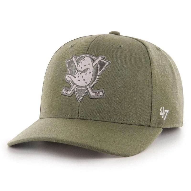 Anaheim Mighty Ducks ’47 NHL Suede DP Pre-Curved Snapback Hat – Sandalwood