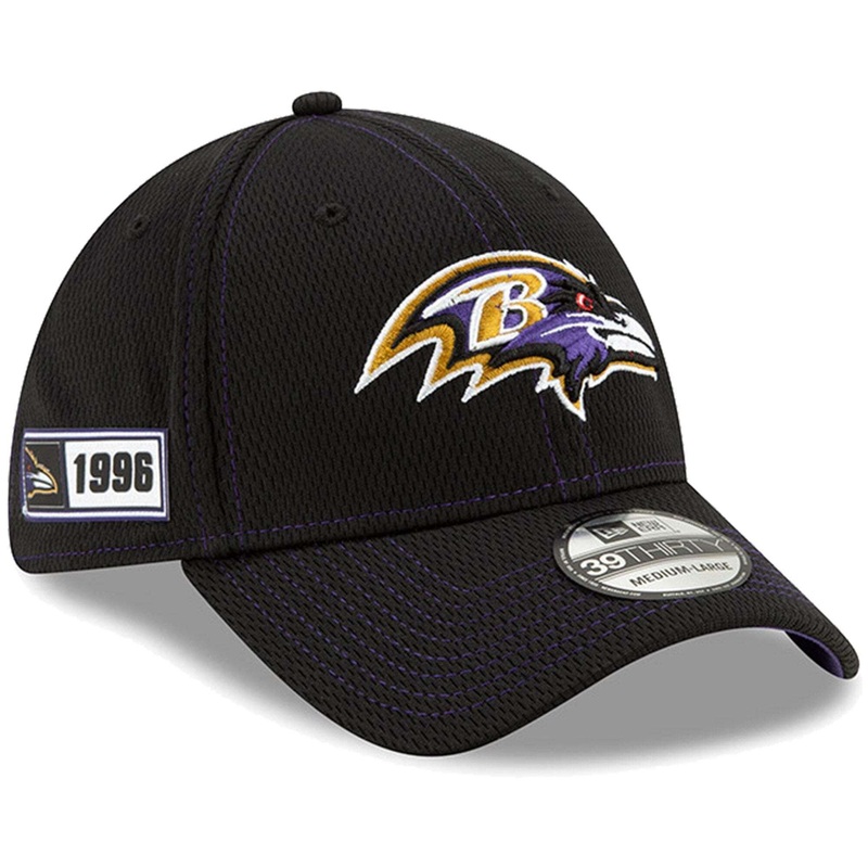 Baltimore Ravens New Era NFL 2019 Sideline Road 39THIRTY Stretch-Fit Curve Hat – Black
