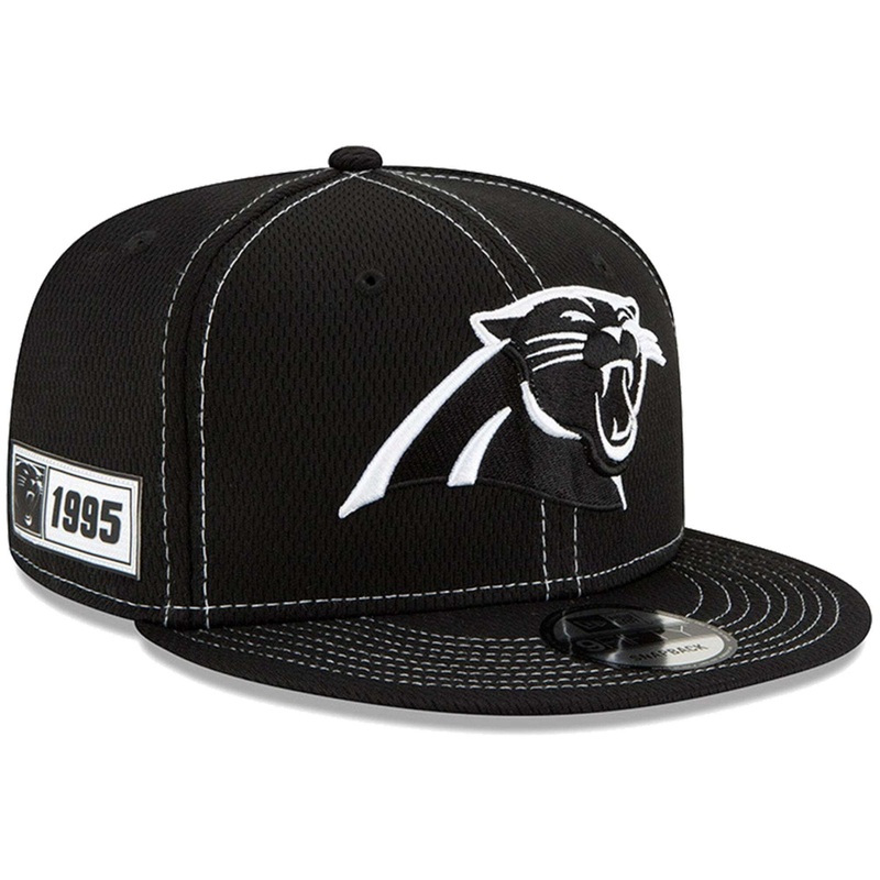 Carolina Panthers New Era NFL 2019 Sideline Road Black & White 9FIFTY Snapback Hat