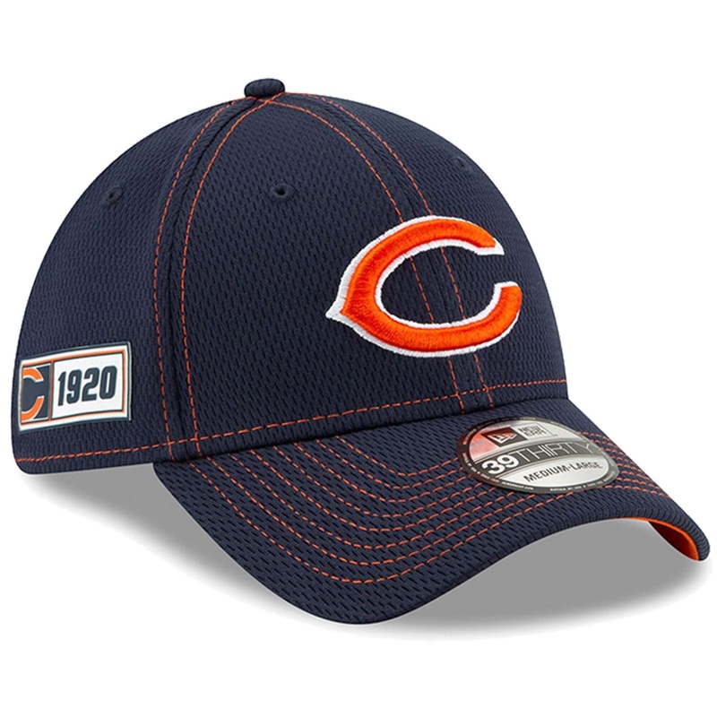 Chicago Bears New Era NFL 2019 Sideline Road 39THIRTY Stretch-Fit Curve Hat – Navy