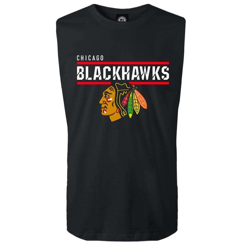 Chicago Blackhawks Majestic NHL Team Flex Sleeveless Muscle T-Shirt – Black