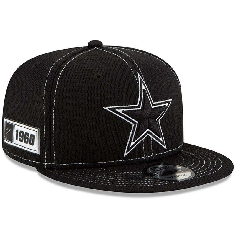 Dallas Cowboys New Era NFL 2019 Sideline Road Black & White 9FIFTY Snapback Hat