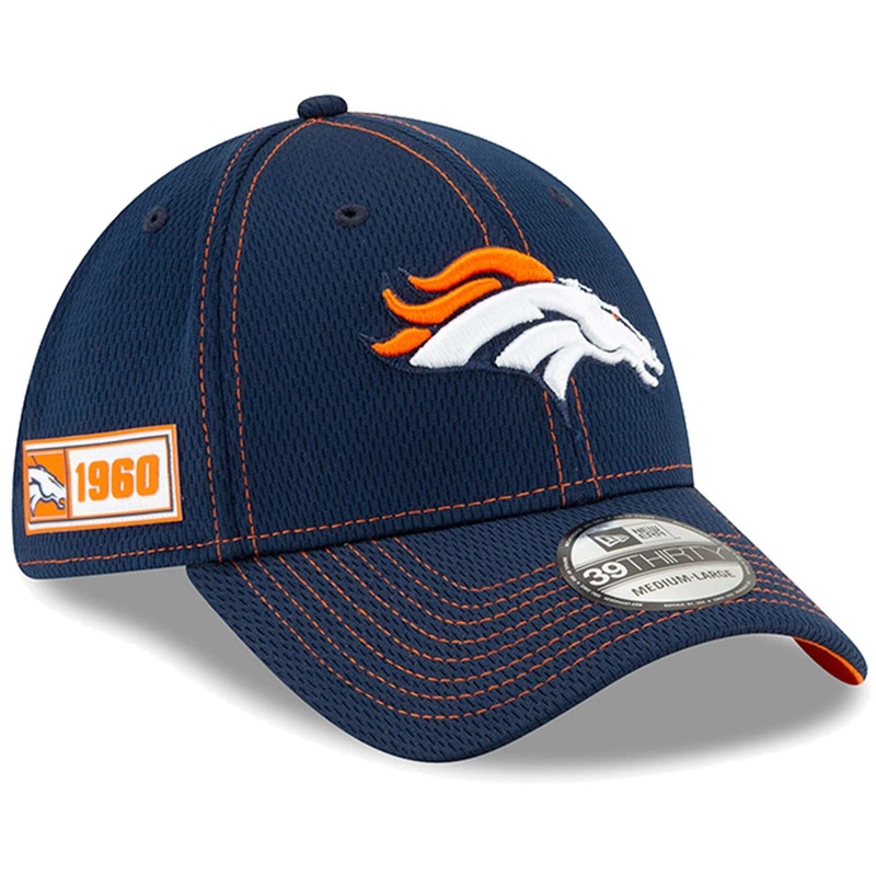 Denver Broncos New Era NFL 2019 Sideline Road 39THIRTY Stretch-Fit Curve Hat – Navy