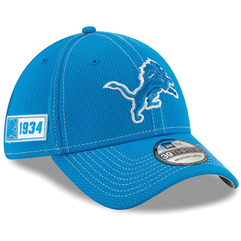 Detroit Lions New Era NFL 2019 Sideline Road 39THIRTY Stretch-Fit Curve Hat – Blue