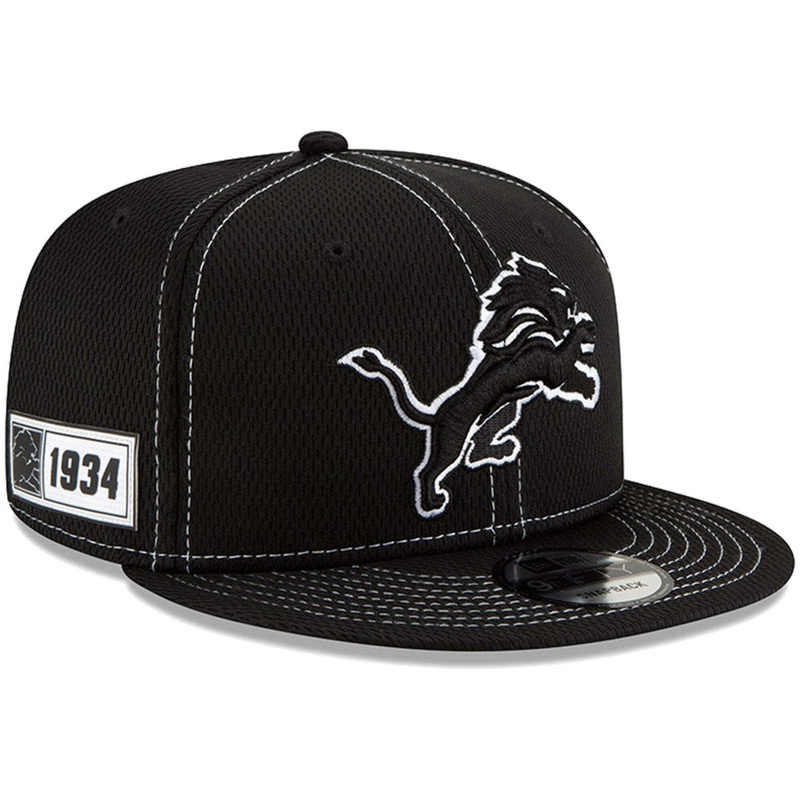Detroit Lions New Era NFL 2019 Sideline Road Black & White 9FIFTY Snapback Hat