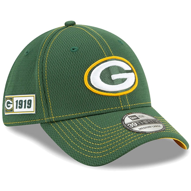 Green Bay Packers New Era NFL 2019 Sideline Road 39THIRTY Stretch-Fit Curve Hat – Green