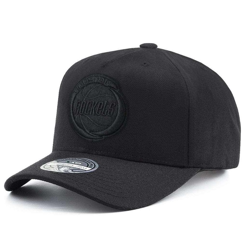 Houston Rockets Mitchell & Ness NBA All Black HWC 110 Curve Snapback Hat
