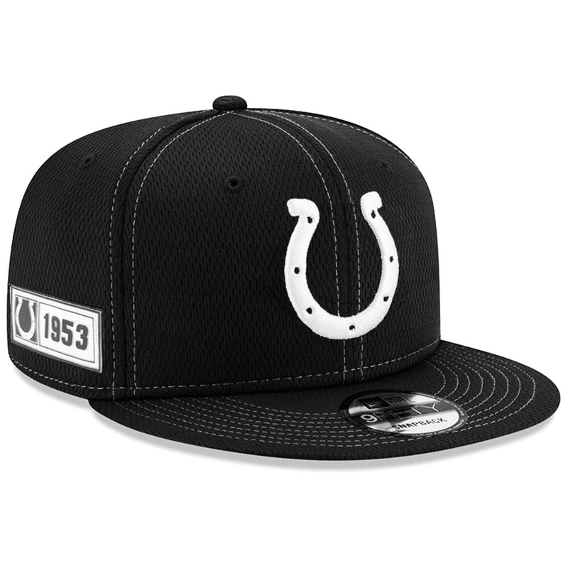 Indianapolis Colts New Era NFL 2019 Sideline Road Black & White 9FIFTY Snapback Hat