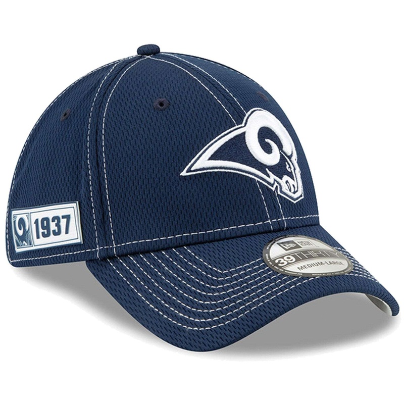 Los Angeles Rams New Era NFL 2019 Sideline Road 39THIRTY Stretch-Fit Curve Hat – Navy