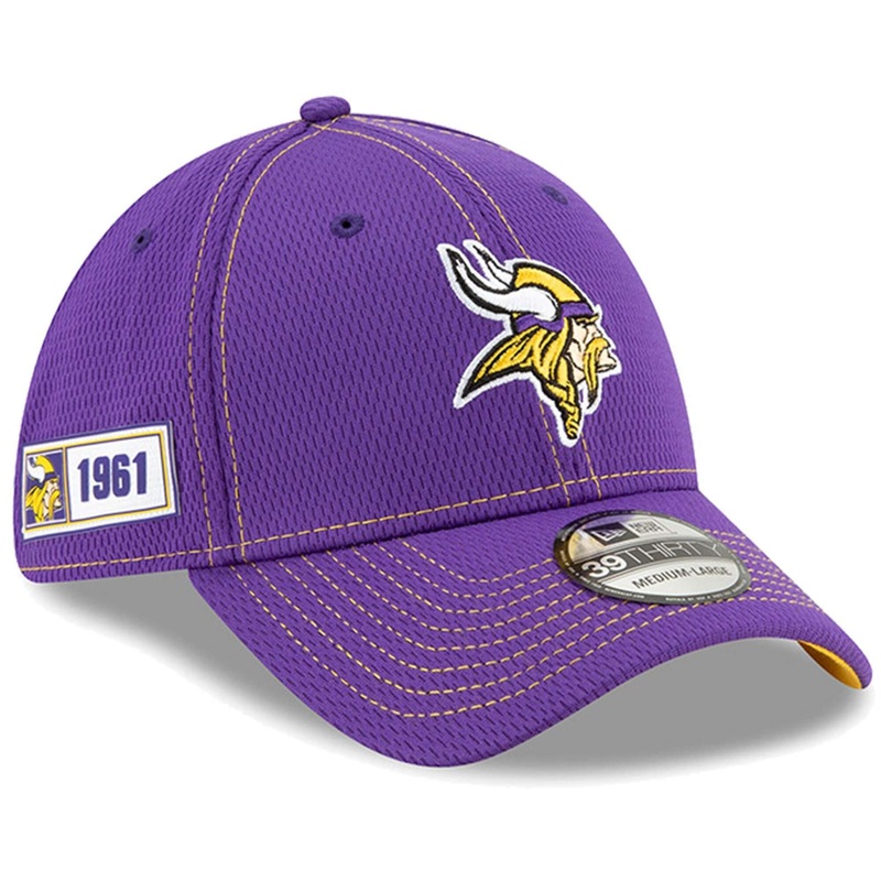 Minnesota Vikings New Era NFL 2019 Sideline Road 39THIRTY Stretch-Fit Curve Hat – Purple