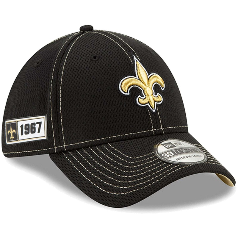 New Orleans Saints New Era NFL 2019 Sideline Road 39THIRTY Stretch-Fit Curve Hat – Black