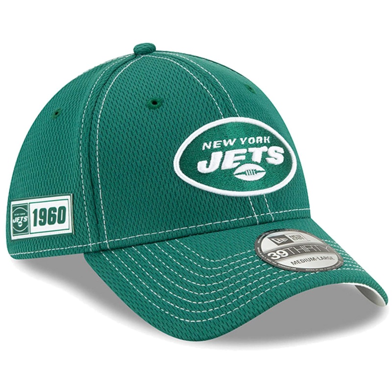 New York Jets New Era NFL 2019 Sideline Road 39THIRTY Stretch-Fit Curve Hat – Green