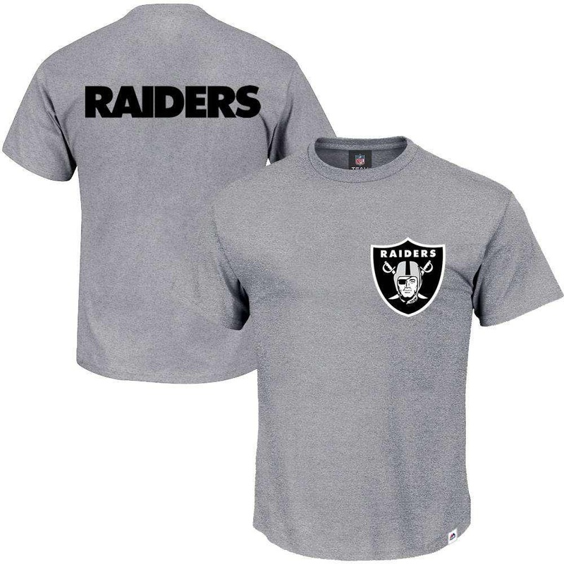 Oakland Raiders Majestic NFL Gamily Logo T-Shirt – Grey