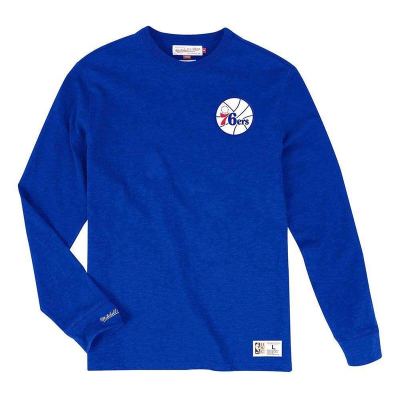 Philadelphia 76ers Mitchell & Ness NBA Slub Long Sleeve T-Shirt – Blue