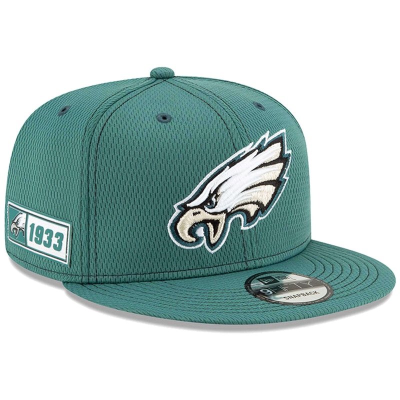 Philadelphia Eagles New Era NFL 2019 Sideline Road 9FIFTY Snapback Hat – Green