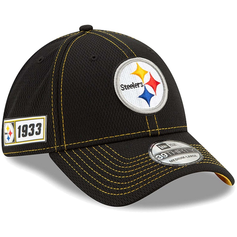Pittsburgh Steelers New Era NFL 2019 Sideline Road 39THIRTY Stretch-Fit Curve Hat – Black