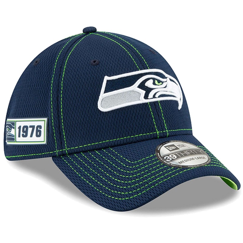 Seattle Seahawks New Era NFL 2019 Sideline Road 39THIRTY Stretch-Fit Curve Hat – Navy
