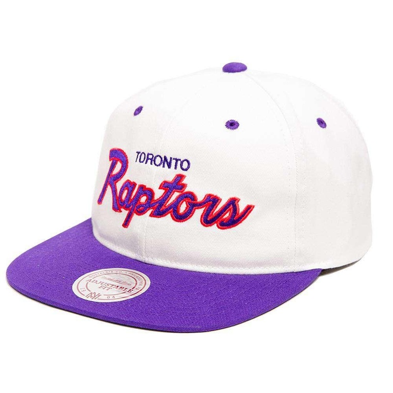 Toronto Raptors Mitchell & Ness NBA Retro Script Snapback Hat – White