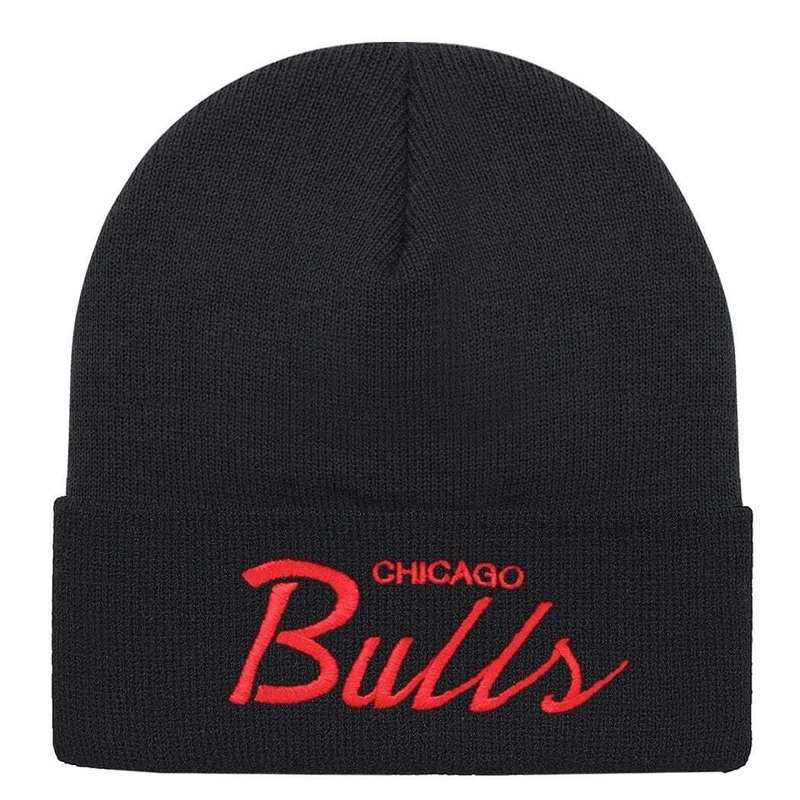 Chicago Bulls Mitchell & Ness NBA Special Script Cuff Knit Beanie – Black