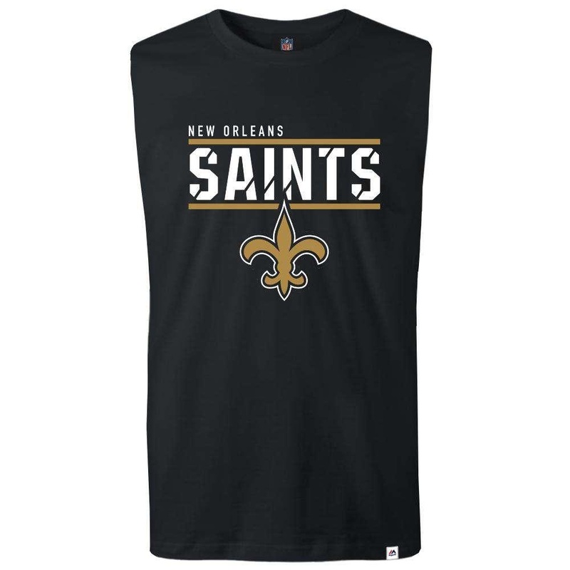 New Orleans Saints Majestic NFL Team Flex Sleeveless Muscle T-Shirt – Black