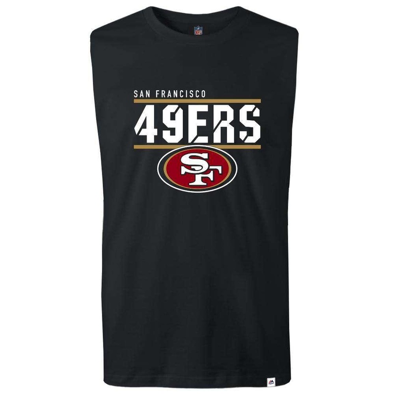 San Francisco 49ers Majestic NFL Team Flex Sleeveless Muscle T-Shirt – Black