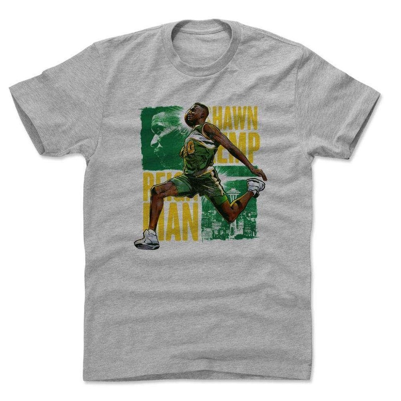 Shawn Kemp Seattle Supersonics 500 Level NBA Square T-Shirt – Grey