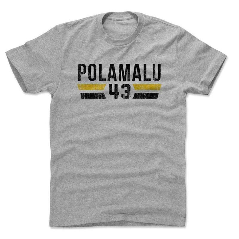 Troy Polamalu Pittsburgh Steelers 500 Level MLB Font T-Shirt – Heather Grey