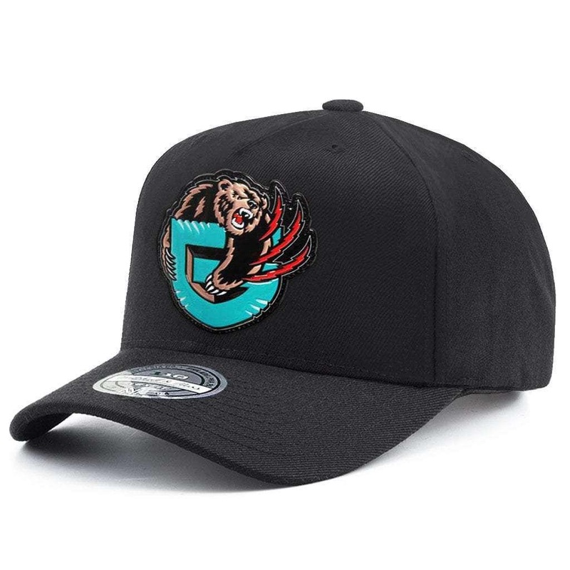 Vancouver Grizzlies Mitchell & Ness NBA Chrome Logo 110 Curved Snapback Hat – Black