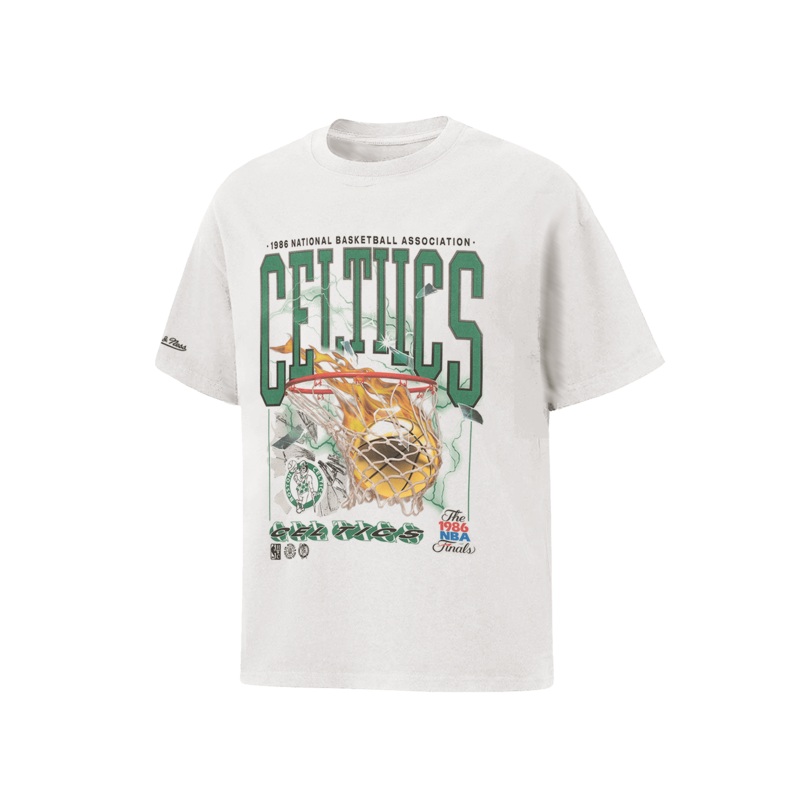 Boston Celtics Mitchell & Ness NBA Flash Vintage T-Shirt – Vintage White