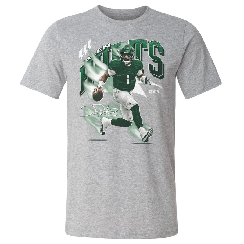 Jalen Hurts Philadelphia Eagles 500 Level NFL Retro Wave T-Shirt – Grey Marle