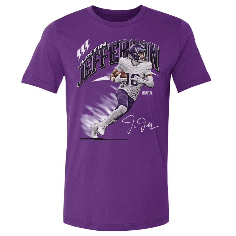 Justin Jefferson Minnesota Vikings 500 Level NFL Retro Wave T-Shirt – Purple
