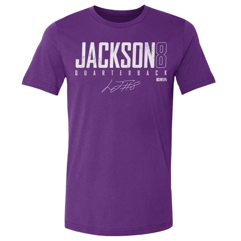 Lamar Jackson Baltimore Ravens 500 Level NFL Elite T-Shirt – Purple